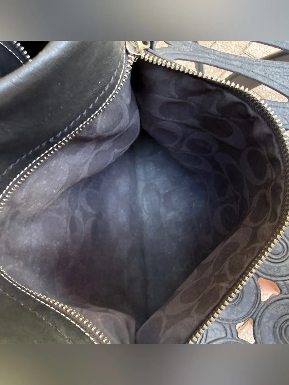 Vintage Coach Black Leather Legacy East West Duffle Hobo Bag 1416